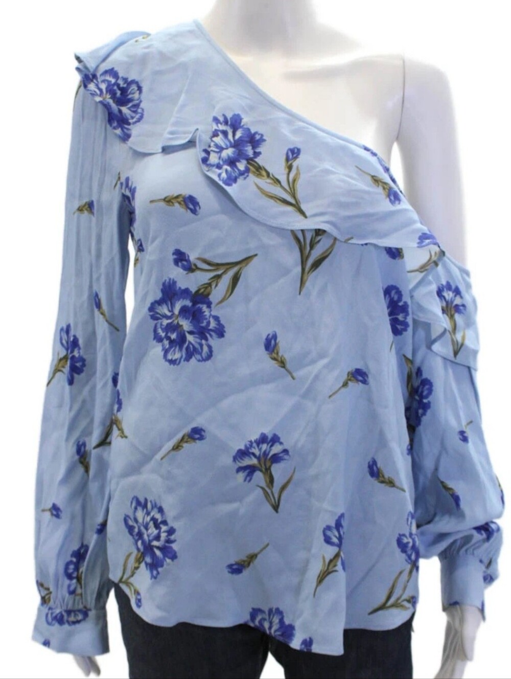 L'Academie One Shoulder Floral Blouse Size Small